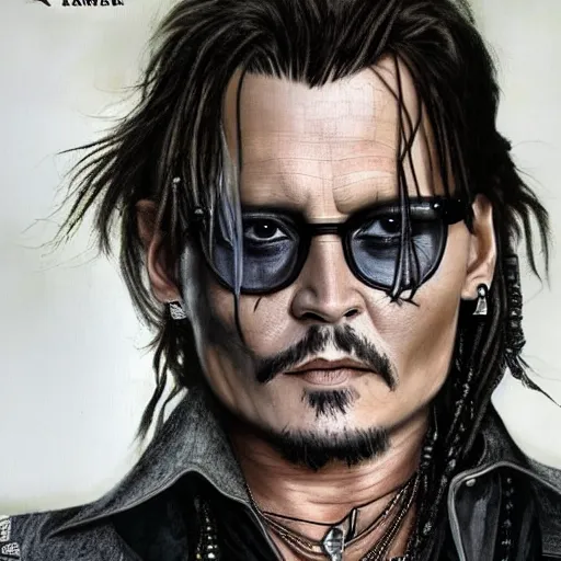 Prompt: johnny depp has been assimilated into the borg collective, hd, full length portrait, detailed face