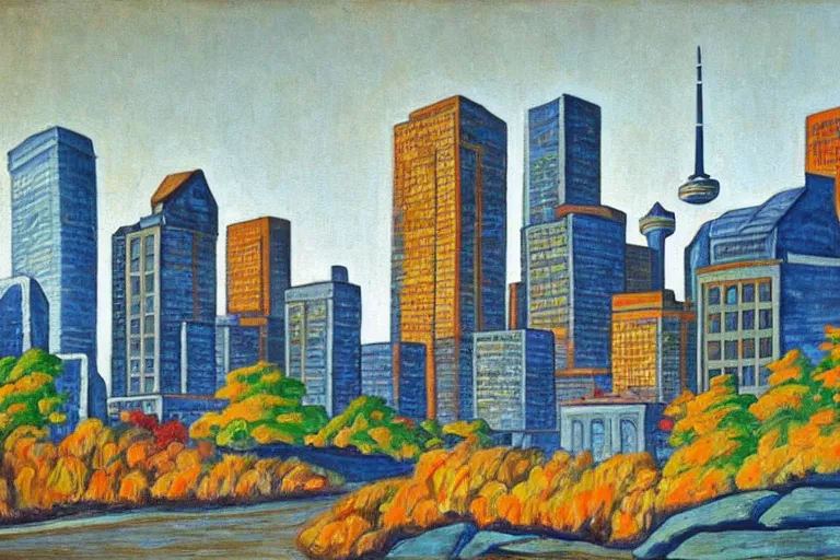 Prompt: group of seven painting of toronto