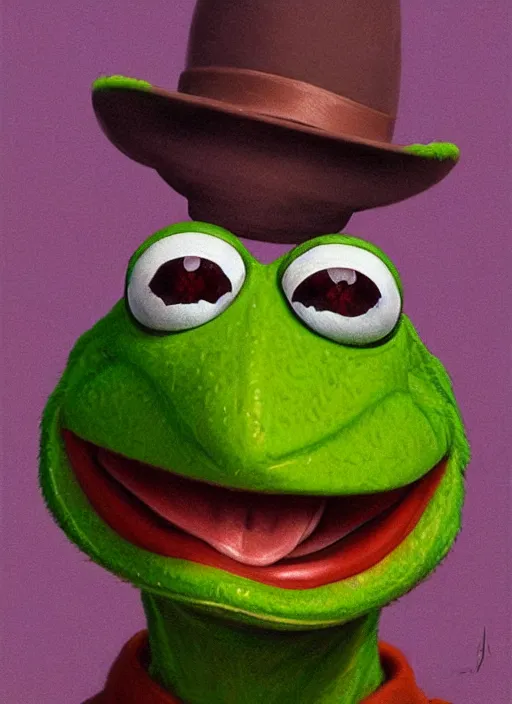 Image similar to portrait of Kermit the frog in Society (1989), highly detailed, centered, solid color background, digital painting, artstation, concept art, smooth, sharp focus, illustration, artgerm, donato giancola, Joseph Christian Leyendecker, Les Edwards, Ed Repka, WLOP