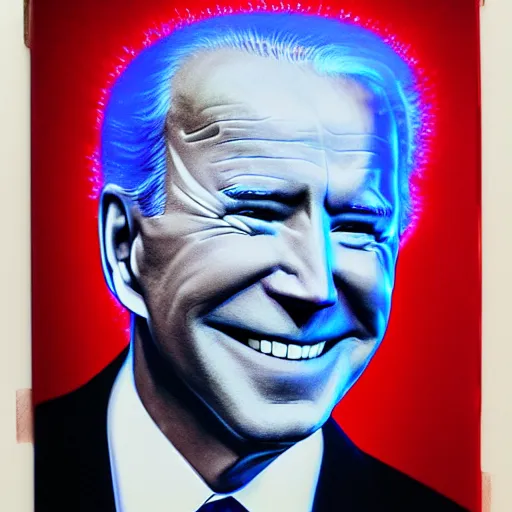 Image similar to portrait of joe biden, kirlian photography