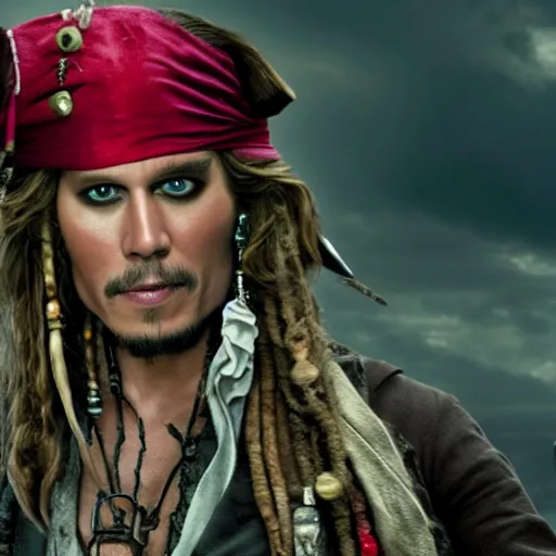 Prompt: Live Action Still of Jerma as a pirate in Pirates of the Caribbean, real life, hyperrealistic, ultra realistic, realistic, highly detailed, epic, HD quality, 8k resolution, body and headshot, film still