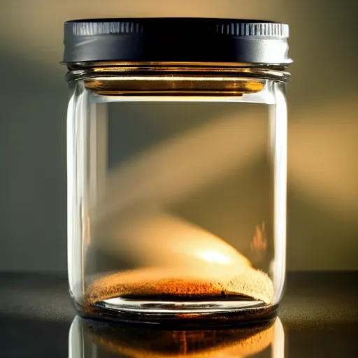 Prompt: smokey dreams in a jar, light by shaft of sunlight, Award Winning Masterpiece On 85mm by Simon Bruntnell