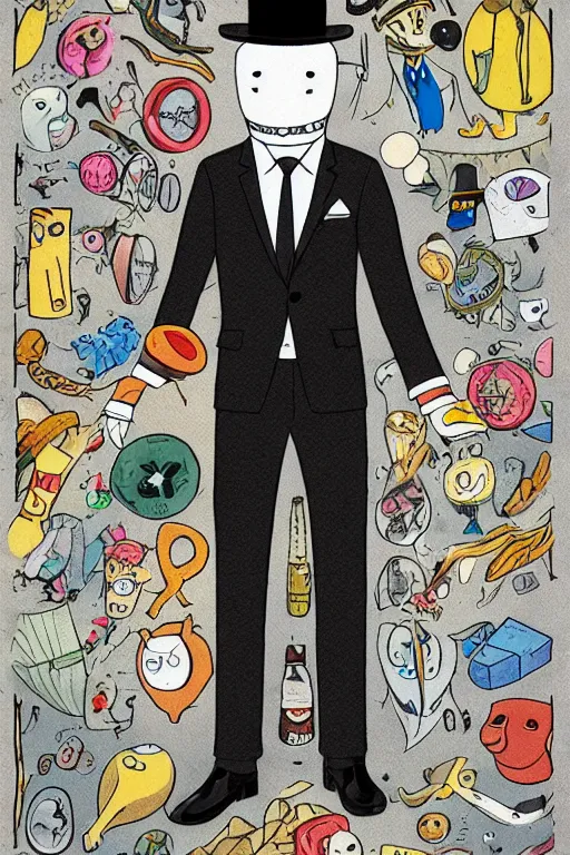 Prompt: gentleman in suit in style of adventure time, detailed, clean