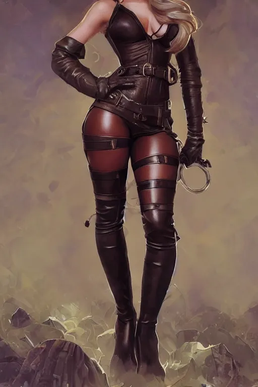 Image similar to beautiful cottagecore Ariana Grande bombshell overknee leather boots and corsette, full body shot, intricate, elegant. the background is chocolate !. highly detailed, digital painting, artstation, concept art, smooth, sharp, focus, illustration. . art by artgerm and greg rutkowski and alphonse mucha