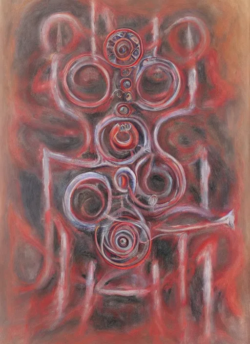 Prompt: biomechanical talisman of summoning yog - sothoth by maggi mcdonald, mark rothko, sabina klein