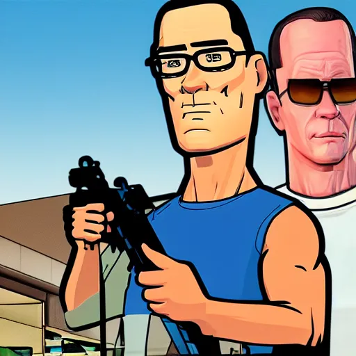 Image similar to hank hill, gta cover art