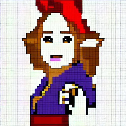 Prompt: female elf warrior portrait, pixel art
