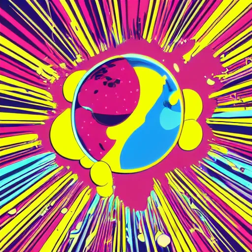 Image similar to 2 planet collapse particle fusion element macro cosmic art by butcher billy, sticker, colorful, illustration, highly detailed, simple, smooth and clean vector curves, no jagged lines, vector art, smooth andy warhol style