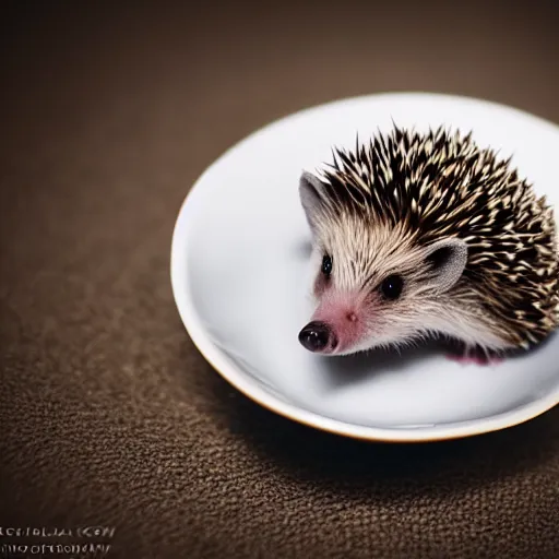 Image similar to baby hedgehog in a teacup, photography, minimalistic, 8 k