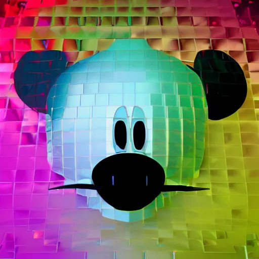 mickey mouse head, pixel glitch, synth wave, broken, | Stable 