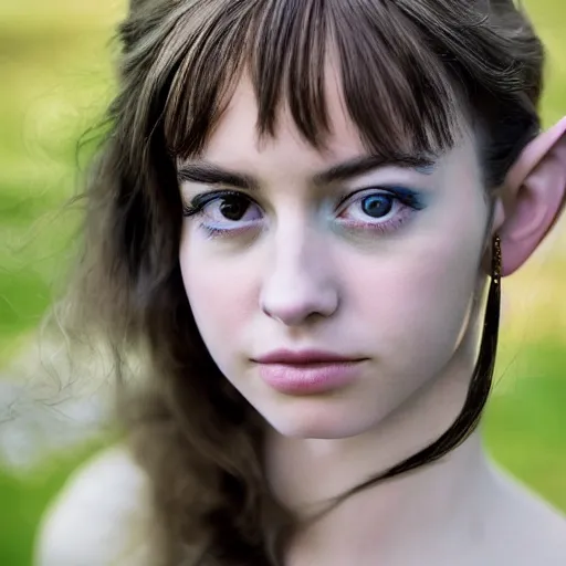 Image similar to a masterpiece portrait photo of a beautiful young woman who looks like a manic pixie dream girl princess zelda, symmetrical face