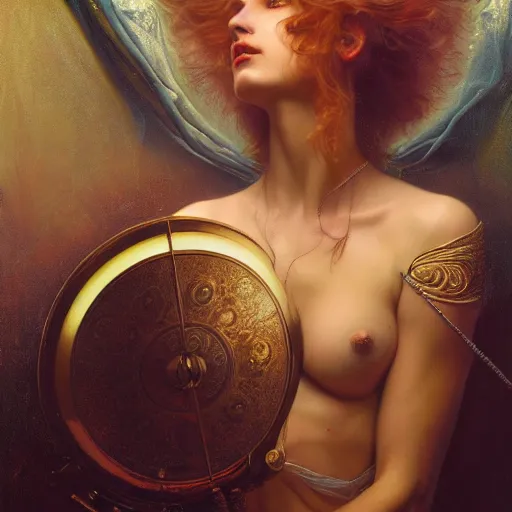 Image similar to highly detailed oil painting | very intricate | cinematic lighting | award - winning | chronus god of time | by roberto ferri, by tom bagshaw, by j. c. leyendecker and klimt, beautiful cinematic light, american romanticism, by austin osman spare, artstation, cgsociety, official art, octane