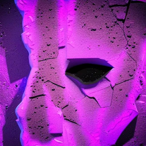 Prompt: 3D statue!!!, purple shattered paint!, glowing lava!!!, conglomerate!, slush!!, organized!, abstract!, black backdrop!, 4k!, award-winning photo!!!!