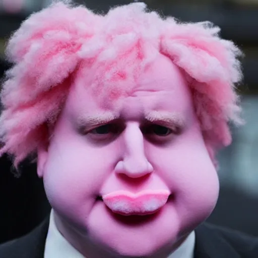 Image similar to photo of cotton candy that looks like boris johnson