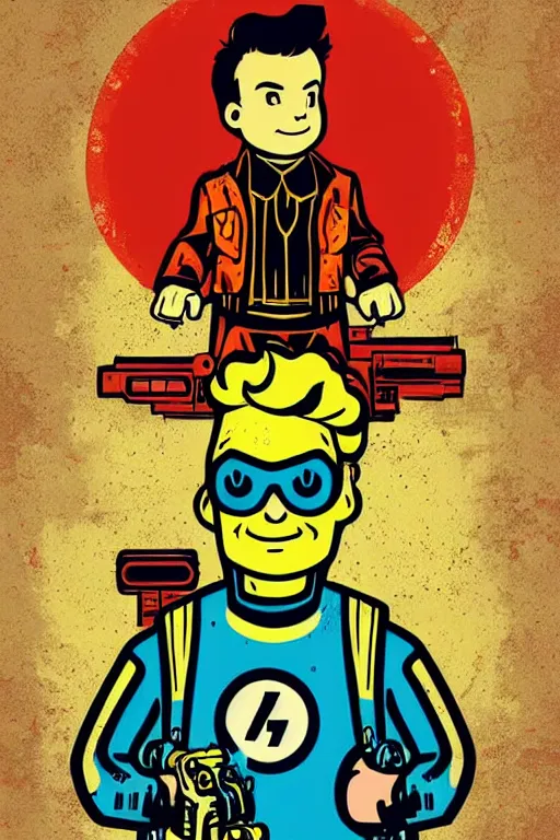 Image similar to fallout 7 6 retro futurist illustration art by butcher billy, sticker, colorful, illustration, highly detailed, simple, smooth and clean vector curves, no jagged lines, vector art, smooth andy warhol style