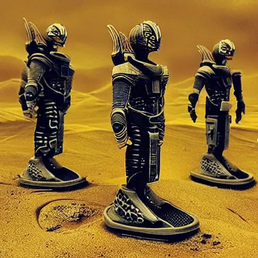 Image similar to “futuristic foot soldiers in formation, dune, epic, atmospheric, highly detailed, highly intricate, high definition”