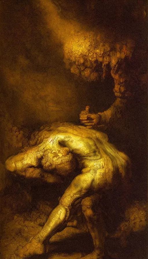 Prompt: The end of an organism, by Rembrandt