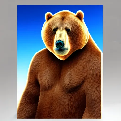 Image similar to guru the bear, photorealistic