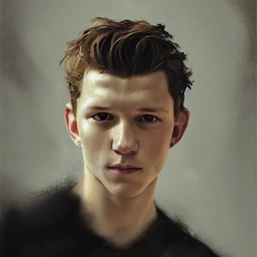 Image similar to handsome tom holland by ruan jia, portrait