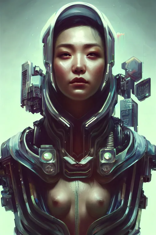 Image similar to a hyper detailed octane render concept art by xision wu, kerem beyit, sandara tang portrait of cyberpunk cyborg, dim lighting, detailed portraits, unreal engine 5, highly rendered,, digital painting, artstation, concept art, smooth, sharp focus perfect horizontal ， symmetry illustration, detailed and intricate environment artstation hq