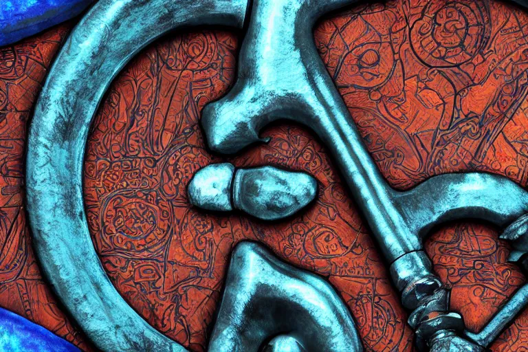 Prompt: photograph of a tool for trepanation | closeup | intricate | cool colors | unreal engine