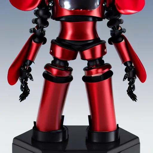 Prompt: cute chibi pvc figure of a robot girl, steampunk knight armor, red and black, energetic, anime, vray