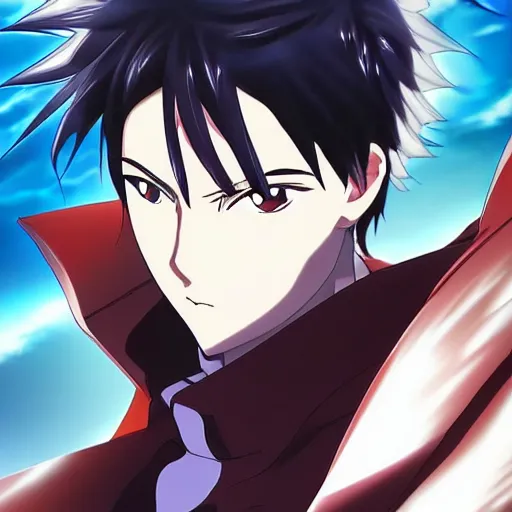 Image similar to handsome guy made by Ufotable studio high detailed, beautiful,, anime style, 4k , detailed, detailed face, high quality, smooth, sharp focus, beautiful scene,