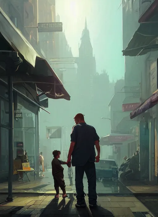 Image similar to highly detailed portrait a man getting vaccinated in gta v, stephen bliss, unreal engine, fantasy art by greg rutkowski, loish, rhads, ferdinand knab, makoto shinkai and lois van baarle, ilya kuvshinov, rossdraws, tom bagshaw, global illumination, radiant light, detailed and intricate environment