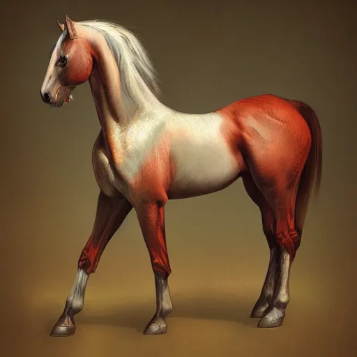 Image similar to photo of anthropomorphic horse wearing a coat, digital art, photo realistic, highly detailed, art by george stubbs, anton fadeev, james gurney, ilya kuvshinov