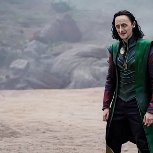 Prompt: film still of Tom Felton as Loki in Avengers Infinity War