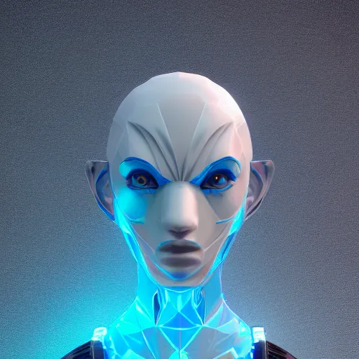 Prompt: 4k. HDR. Award-winning. Raytracing. Global illumination. Ambient occlusion. Blue color scheme. Octane render of a cool abstract geometric head forum avatar character. Futuristic. badass. interesting. intriguing. stylish.