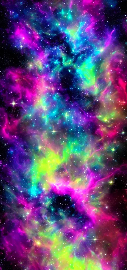 Image similar to Deep space scene nebula. Artgerm. psychedelic. neon colors