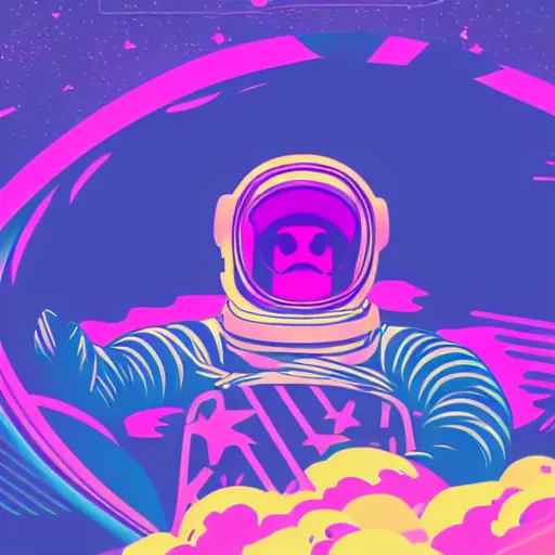 Image similar to an astronaut swimming in ocean, vaporwave, synthwave, neon, vector graphics, cinematic, volumetric lighting