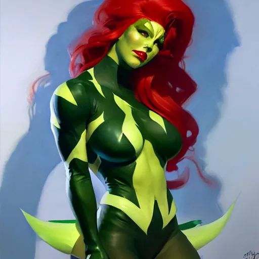 Prompt: Greg Manchess portrait painting of Poison Ivy as Overwatch character, medium shot, asymmetrical, profile picture, Organic Painting, sunny day, Matte Painting, bold shapes, hard edges, street art, trending on artstation, by Huang Guangjian and Gil Elvgren and Sachin Teng