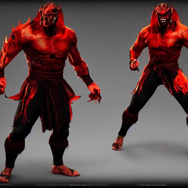 Image similar to the devil in mortal kombat, videogame 3d render, 4k, artstation