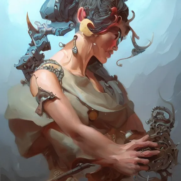 Image similar to a highly detailed portrait in the style of peter mohrbacher and in the style of michael whelan.