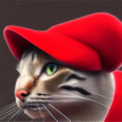 Image similar to photorealistic Cat in red hat