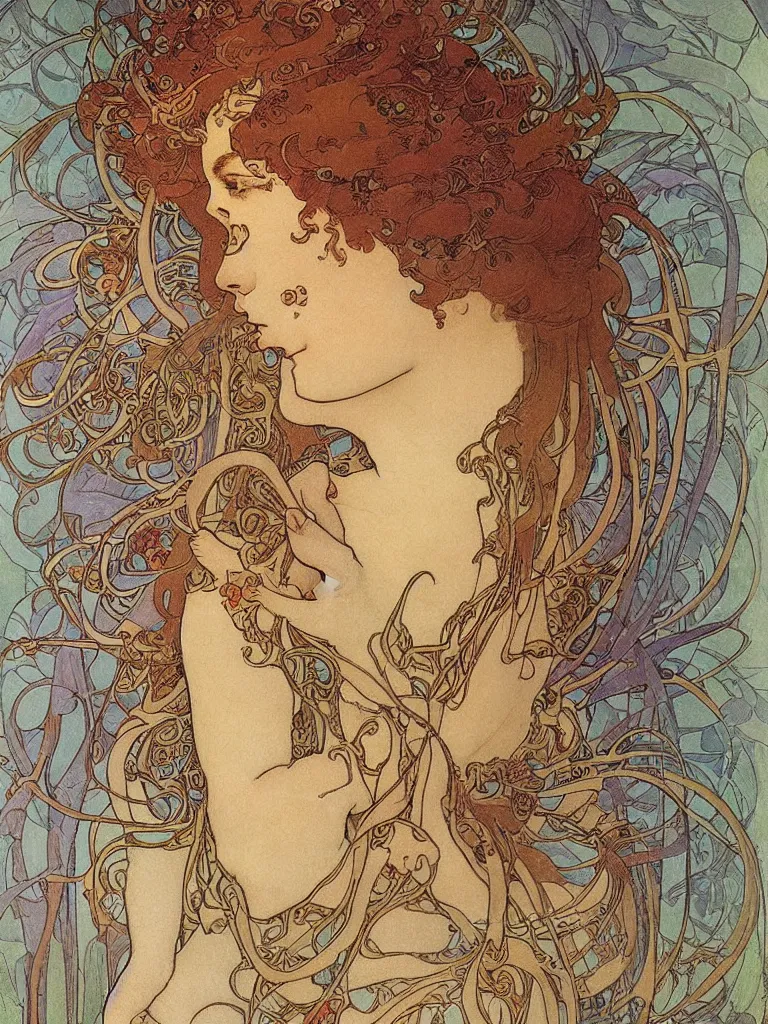 Prompt: stainglass, detailed, the goddess of butterflies, by mucha