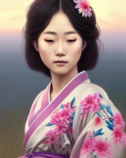 Image similar to a beautiful okinawa girl wear elegant yukata in festival | | summer night, realistic shaded, pleasant face, good looking, fine details, 4 k realistic, cryengine, realistic shaded lighting poster by greg rutkowski, magali villeneuve, artgerm, jeremy lipkin and michael garmash and rob rey