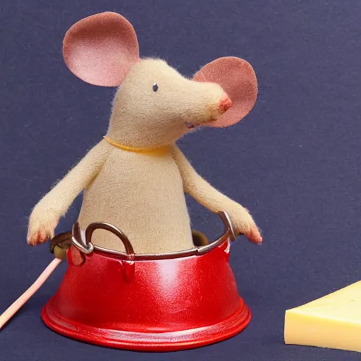 Image similar to mouse with red helmet eating cheese