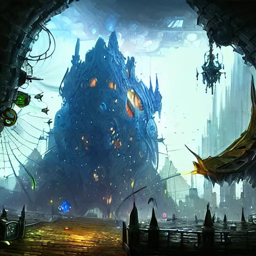 Image similar to a giant fish tank shaped like a tower in the middle of a city, godray on plants, fantasy digital art, fantasy style art, fantasy hearthstone art style, fantasy game art by greg rutkowski, darksouls concept art