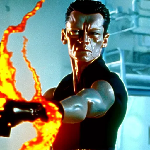 Prompt: t 1 0 0 0 from terminator 2 being molten by magma