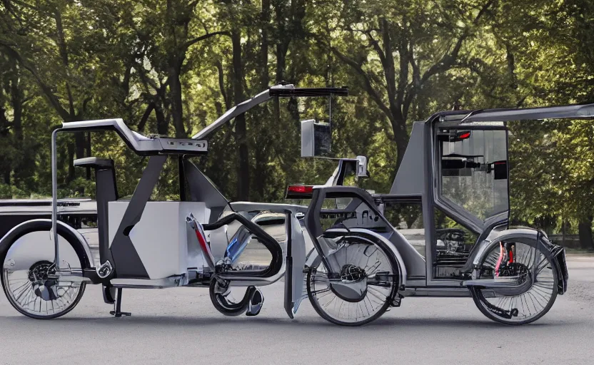 Image similar to cybertruck bicycle designed by Tesla, professional photo
