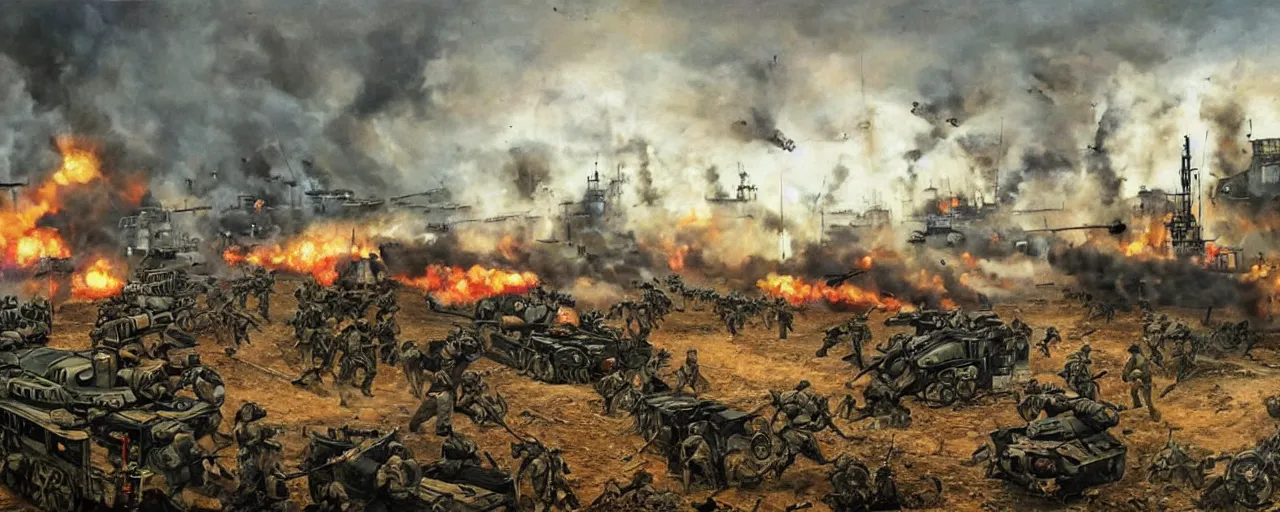 Image similar to a historical oil painting depicting the battle of mariupol 2022