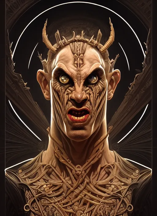 Image similar to symmetry!! portrait of grotesque hades, greek mythology, ancient greece, underworld, intricate, dark design, highly detailed, dark lighting, digital art, digital painting, artstation, sharp focus, illustration, art by artgerm and h r giger and greg rutkowski and alphonse mucha, 8 k