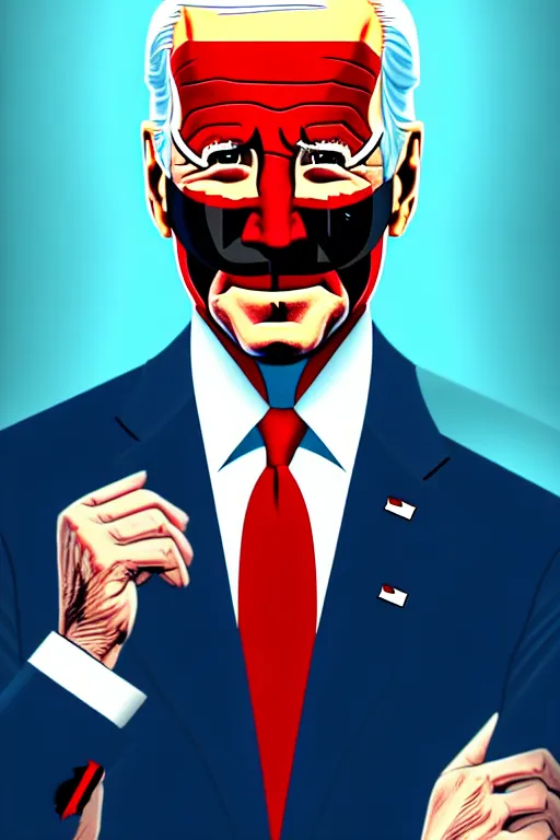 Prompt: joe biden as a costumed supervillain, dc comics cover art, detailed full body portrait, trending on artstation