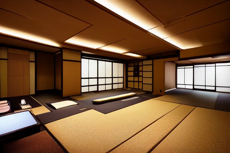 Image similar to concept art of japanese room, sen no rikyu, mad paint