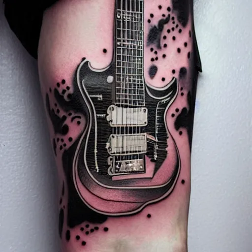 Premium Photo | Guitar tattoo design Generative AI