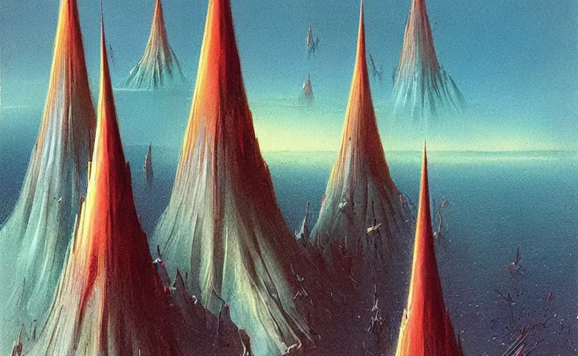 Prompt: translucent coneheads, bruce pennington