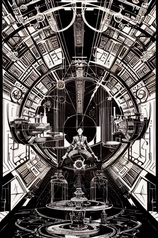 Prompt: a majestic steampunk alchemists scale, two point perspective, furniture, high details, bold line art, by vincent di fate and joe fenton, inking, etching, screen print, masterpiece, trending on artstation, sharp, high contrast, hyper - detailed,, hd, 4 k, 8 k